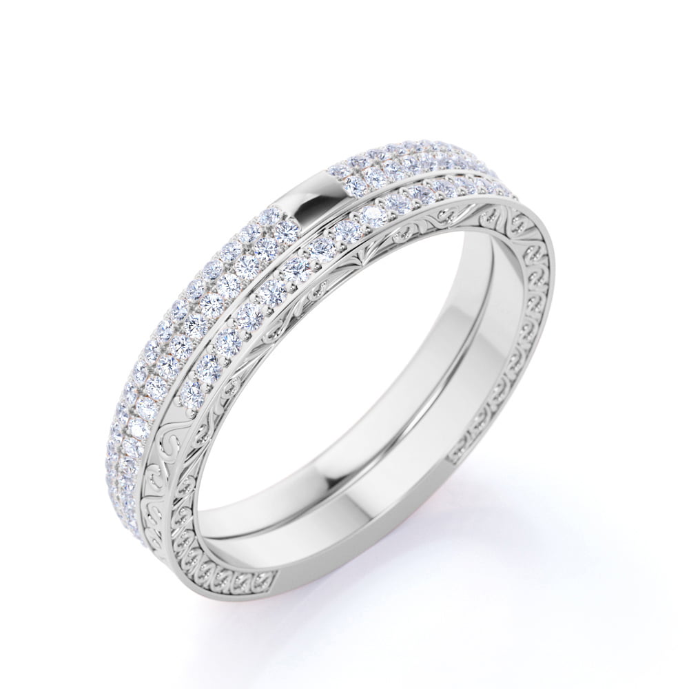 Prism Jewel 0.30Ct Round Black Diamond With Diamond Anniversary Ring
