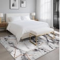 thumbnail image 4 of Alfombra CRYPTOLITE Abstract de 160 x 230 cm, lavable, color dorado y gris, 4 of 7