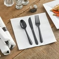 thumbnail image 3 of Hoffmaster 119984 CaterWrap 15 1/2" x 15 1/2" FashnPoint Pre-Rolled White Napkin and Black Heavy Weight Cutlery Set - 100/Case, 3 of 3