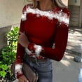 thumbnail image 2 of Ribbed Knit Long Sleeve Shirts for Women Stretch Slim Fit Christmas Tee Tops Xmas Tshirts, 2 of 6