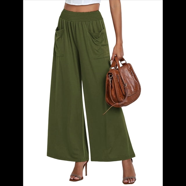 Pantalones de Yoga de Pierna para Mujer, Informales, Holgados y Cómodos, de Cintura Alta, con Bolsillos. Verde XXL