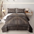 thumbnail image 2 of Erosebridal Brown Vintage Farmhouse Quilt Full for Women Men, Rustic Wooden Plank Full Bedspread Sets,, 3 Pieces, 2 of 7