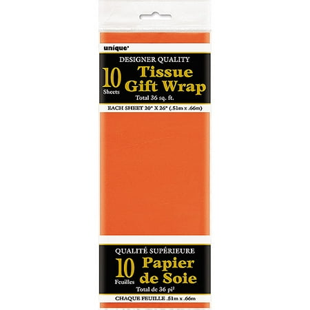Tissue Paper Sheets, 26 x 20 in, Orange, 10ct