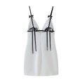 thumbnail image 2 of Vestido mini de moda para mujer con lazo blanco sin espalda y cremallera, estilo vintage, con tirantes finos y escote en V, elegante para mujer, 2 of 5