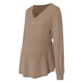 thumbnail image 4 of mgoYE Women's Maternity Shirts, Ribbed Long Sleeve Pregnancy Sweaters Crew Neck Slit Side Knit Pregnant Tunic Tee Top(Khaki,M), 4 of 6