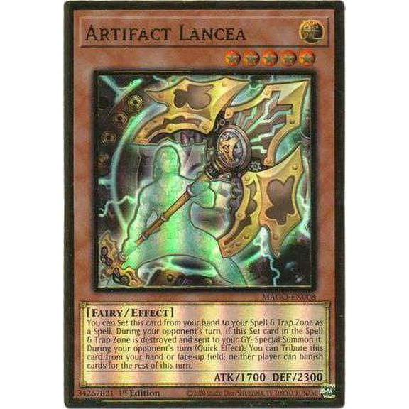 YuGiOh Maximum Gold Premium Gold Rare Artifact Lancea MAGO-EN008