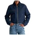 thumbnail image 3 of Cropped Jacket Women Long Sleeve Lapel Neck Zip Up Jackets for Women Blue S, 3 of 8