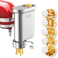 thumbnail image 1 of Presse à Pâtes Gourmet en Métal pour Kitchenaid Batteur sur Socle, Accessoire de Machine à Pâtes avec 5 Assiettes Interchangeables, Spaghetti Bucatini Fusilli Grand/petit Macaroni, 1 of 5