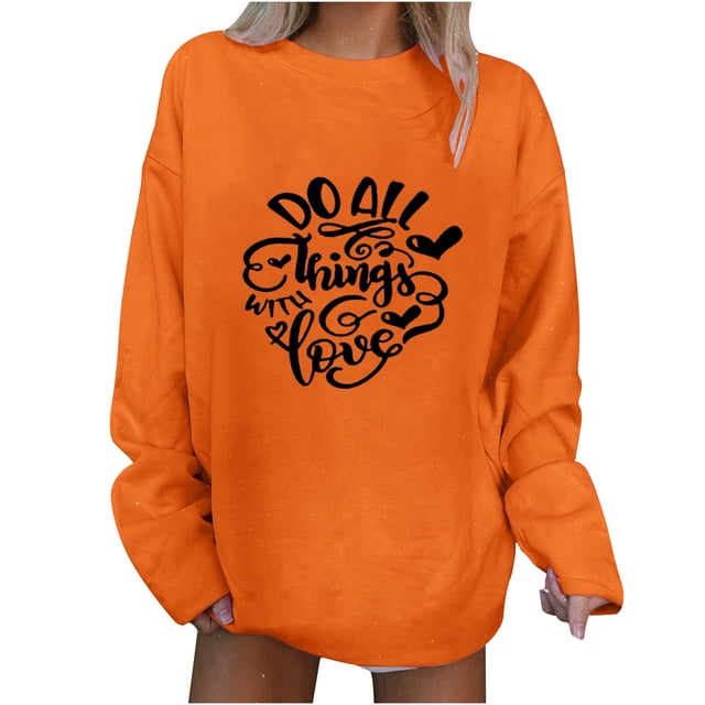 Camiseta de manga larga con estampado de cuello redondo informal para mujer de Acción de Gracias Pompotops gfhjh9957