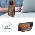 thumbnail image 7 of for Samsung Galaxy A16 (5G) Cork Wood Phone Case Retro Colorful Flower Floral Printed Back Cover, Multiple Magnetic Folio Flip ID Credit Card Holder Slot, Kickstand Support, 7 of 7