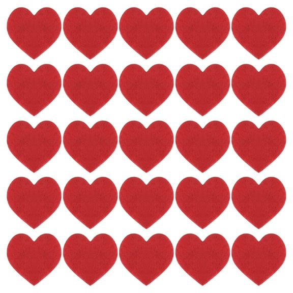 Felt Heart Shape Heart Valentine's Day Hearts Craft 3Inch x 3Inch for Party Crafting Art, Red, Pack of 100