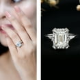 thumbnail image 3 of Rosec Jewels Lab Created Diamond Emerald Cut Engagement Ring with Halo - 2 Ct - Vintage Style Ring - 6X8 mm - EF-VS Quality, 14K White Gold, US 11.00, 3 of 9