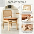 thumbnail image 6 of Zesthouse Rattan Dining Chairs Set of 2, Mid Century Dining Chairs, Kitchen Dining Room Chair, Curved Upholstered Chenille Fabric Dining Chair with Cane Back and Natural Wood Frame, Brown, 6 of 9