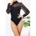 thumbnail image 4 of Buenos Ninos Womens Bodysuit Mock Neck Sheer Mesh Long Sleeve Tops Leisure Ribbed Sexy Bodysuits, 4 of 6
