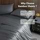thumbnail image 5 of Juego de sábanas de lujo 4 piezas fibra de bambú 300TC - Gris oscuro, hipoalergénico y transpirable para cama matrimonial, bolsillos profundos hasta 40cm, suavidad sedosa y ecológica. Incluye: sábana, 5 of 6