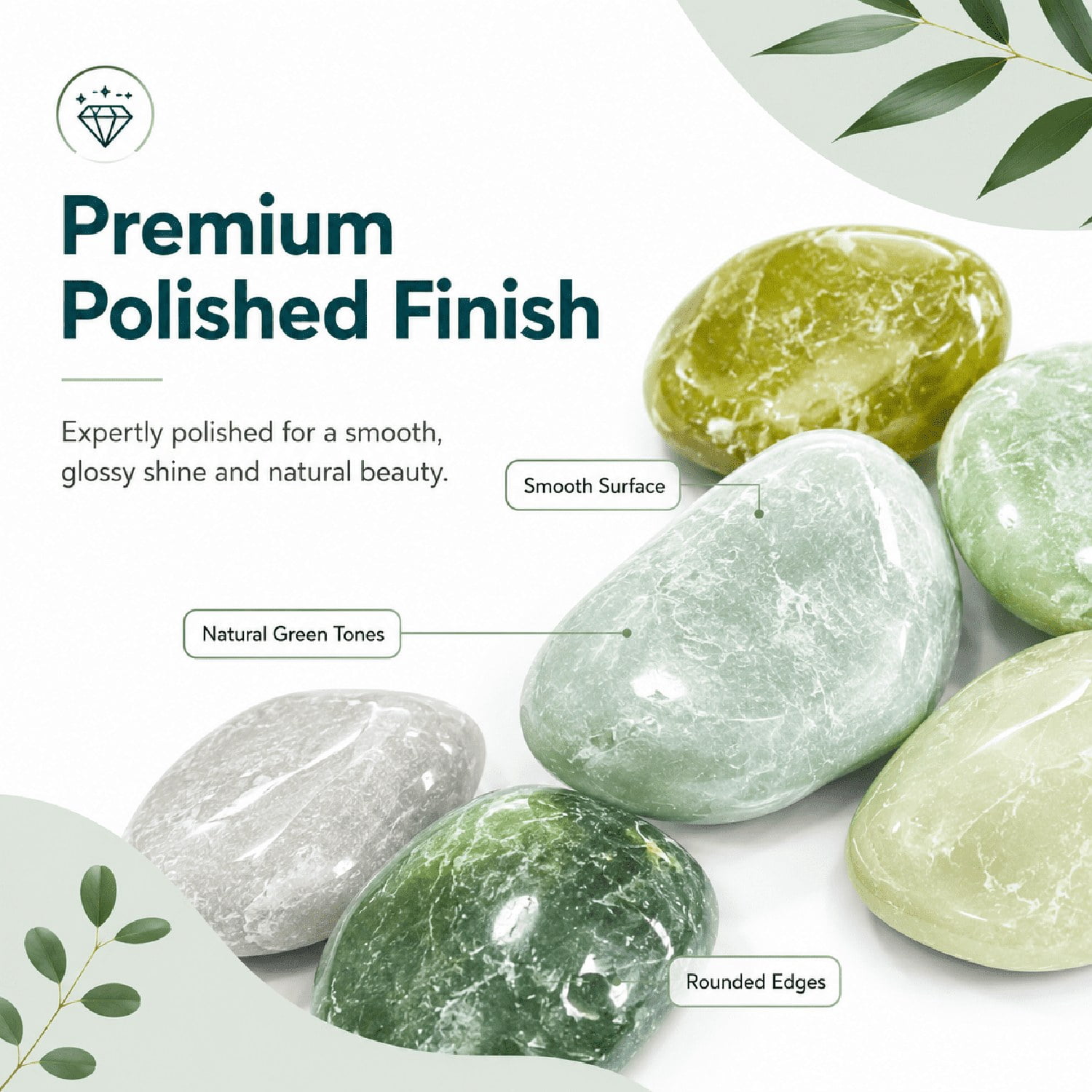 38lbs Cyan River Rocks, 2-3 inch Polished Pebbles for Plants, Vase Filler, Aquarium, Landscaping, Indoor Outdoor Decor