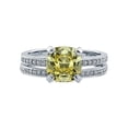 thumbnail image 2 of BERRICLE Sterling Silver Solitaire Wedding Engagement Rings 3 Carat Canary Yellow Cushion Cut Cubic Zirconia CZ Ring Set for Women, Rhodium Plated Size 4, 2 of 10