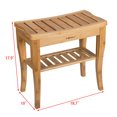 Ollieroo Bamboo Shower Bench with Storage Shelf, 2Tier Luxury Spa Seat