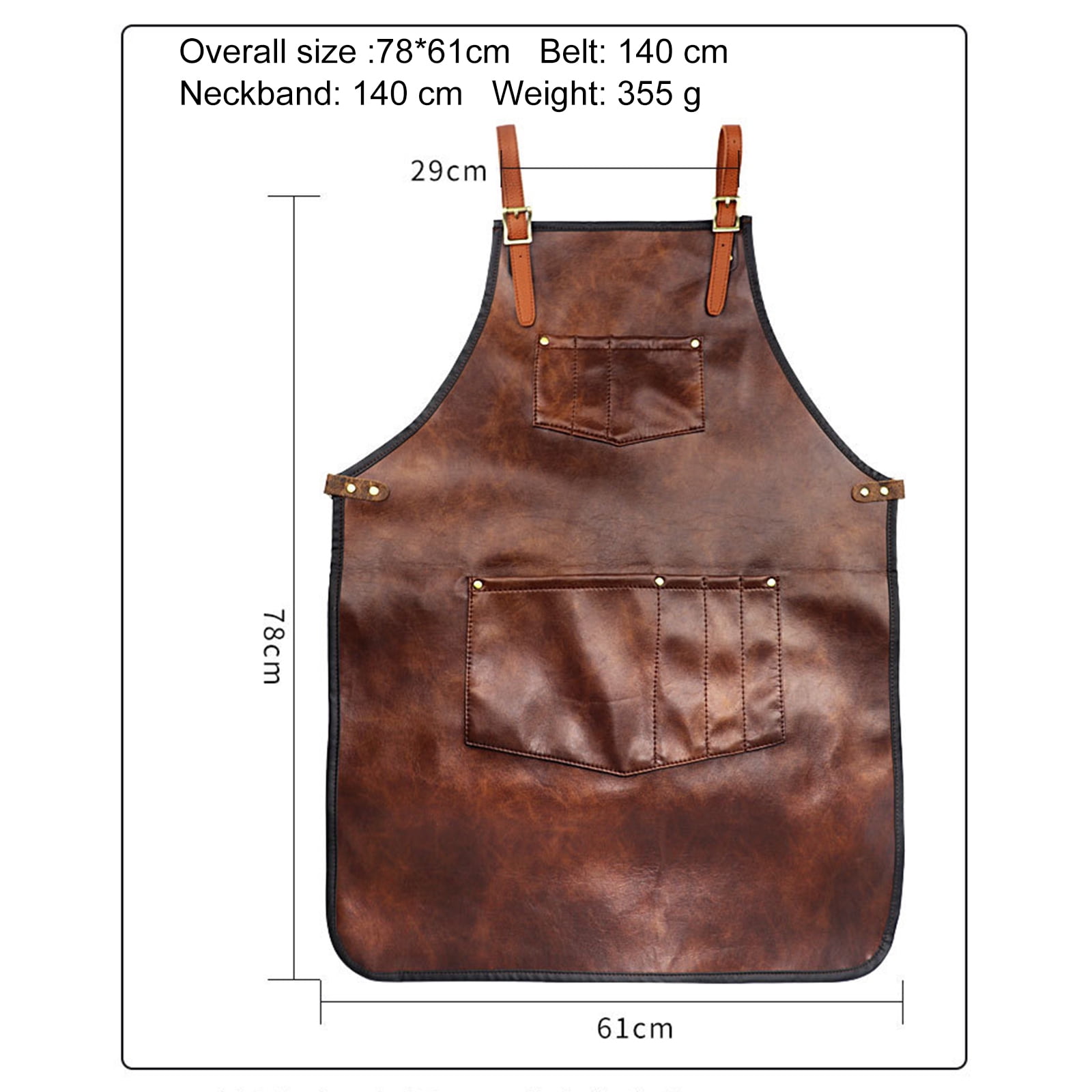 Apron for Men Women Waterproof Leather Apron with Pockets Cross-Back Straps for BBQ Cooking Barber Barista Apron Handworking - Walmart.com