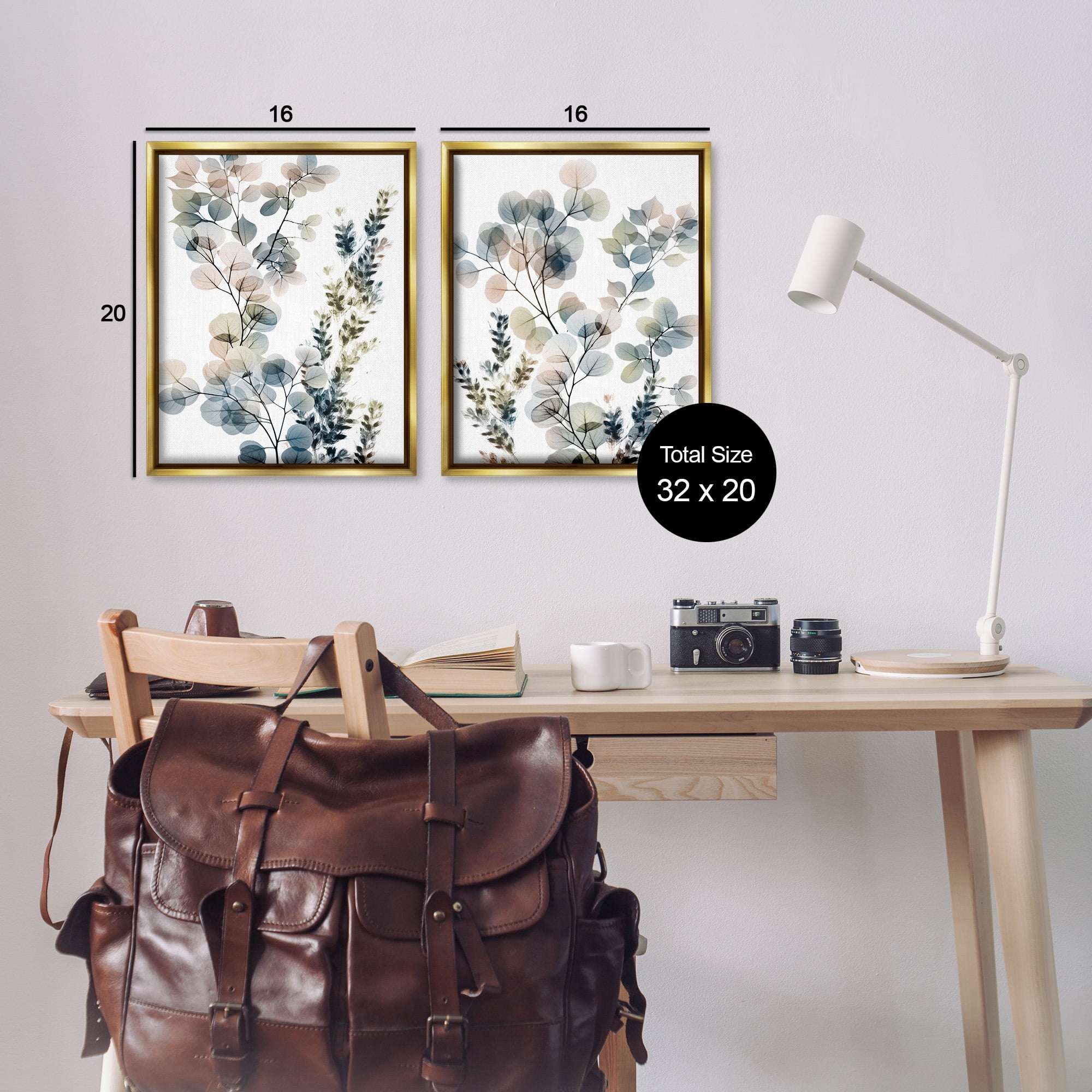 Stupell Industries Collage of Translucent Plants Botanical & Floral Photography Gold Floater Framed Canvas Art Print Wall Art, 17 x 21, Set of 2