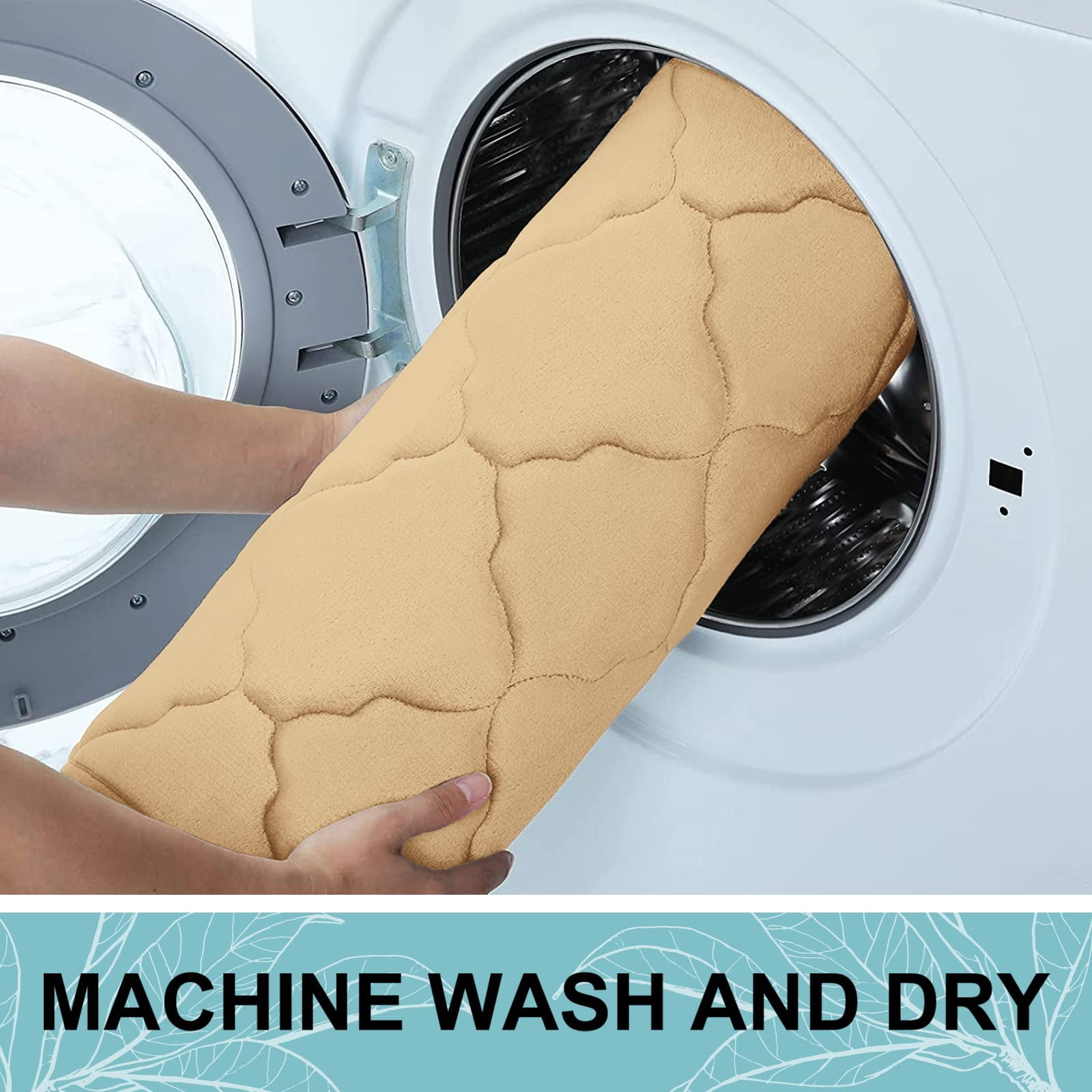 Buganda Memory Foam Bathroom Rugs, Ultra Soft and Absorbent Bath Mat, Thick Bath Rug for Bathroom Floor, 24x16, Beige