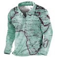 thumbnail image 1 of Blusas y camisas de manga larga con cuello redondo para hombre, blusa informal con cuello vuelto, manga larga y botones estampados, blusa para hombre, 1 of 2
