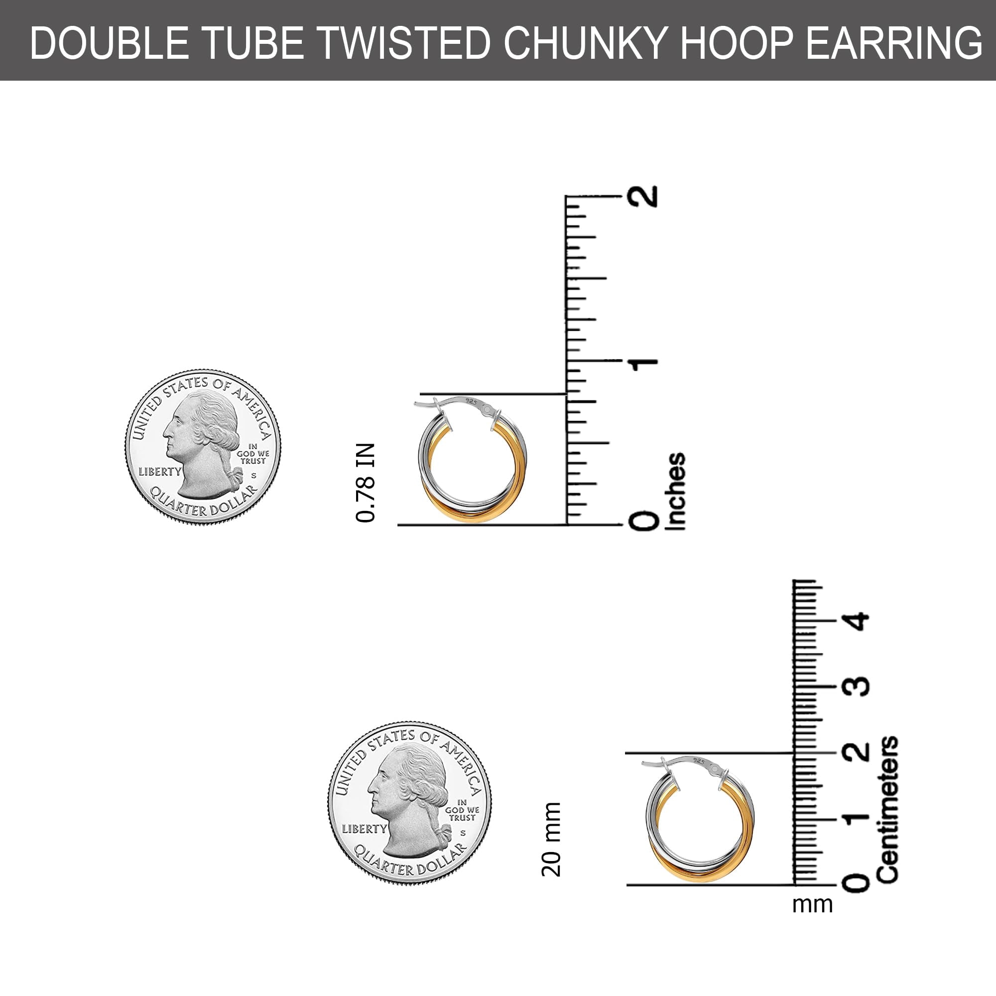LeCalla 925 Sterling Silver Hoop Earrings for Women | Two-Tone Intertwined Chunky Earring Hoops