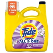 Tide Simply Liquid Laundry Detergent, Clean & Fresh, Berry Blossom Scent, 85 Loads, 107 fl oz
