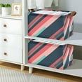 thumbnail image 2 of Yayeee Foldable Storage Basket for Shelves with Handles Waterproof Cloth Bins, Pink Geometric, 2 of 7