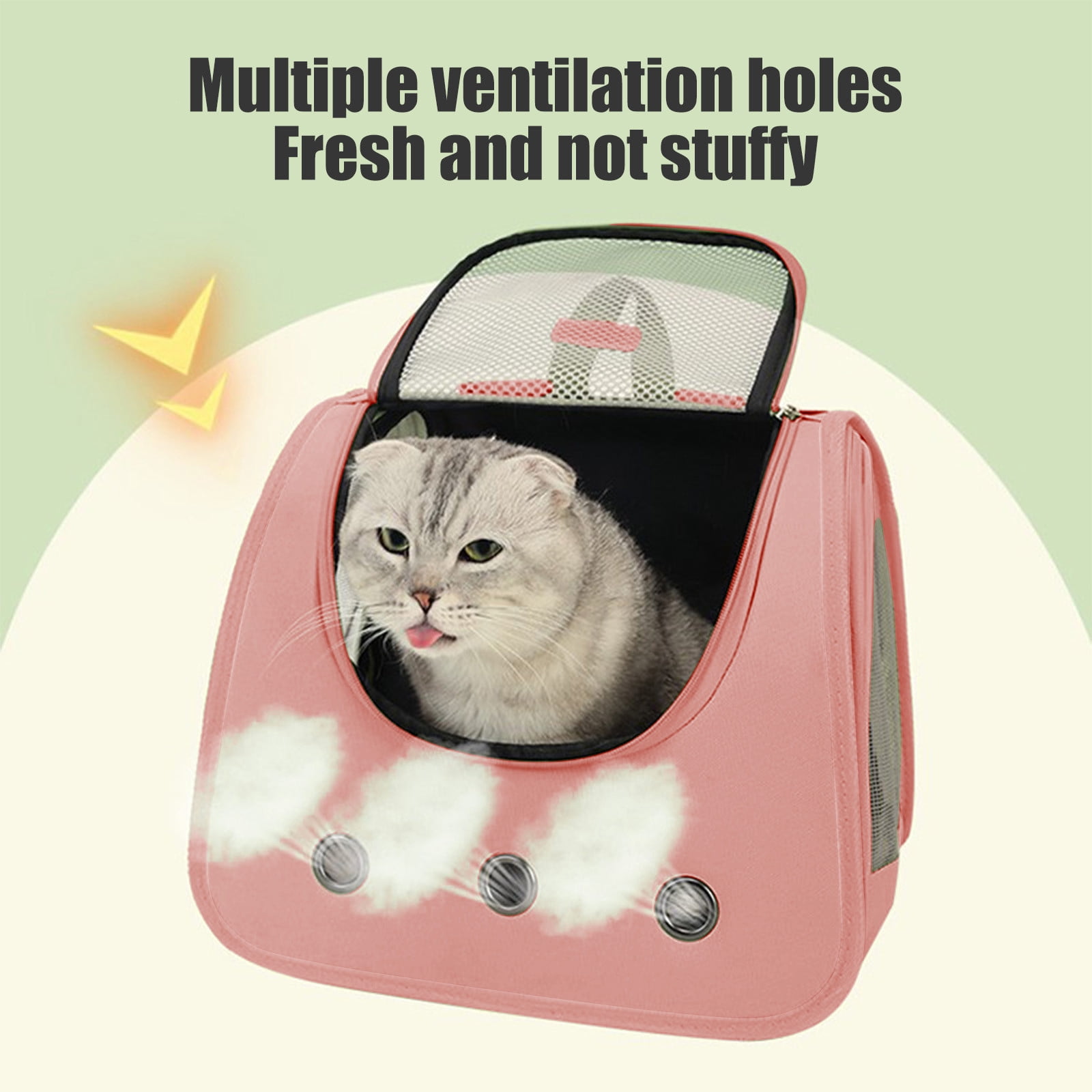 Qonioi Foldable Cat Backpack, Breathable Pet Carrier Backpack for Cats, Portable Walking Bag for Hiking Travel with Ventilation & Safety Lock