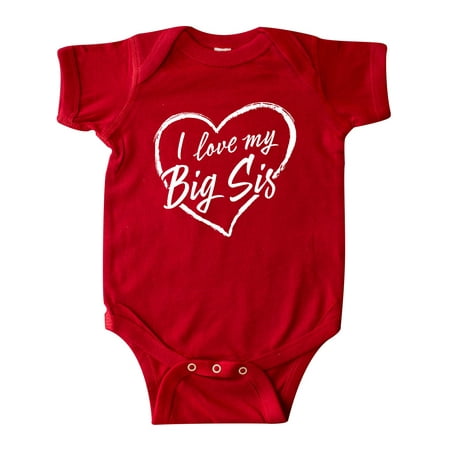 

Inktastic I Love My Big Sis in White Chalk Heart Gift Baby Boy or Baby Girl Bodysuit