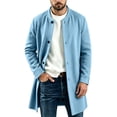 thumbnail image 6 of Abomasnow Men's Mid-Length Trench Coats Slim Fit Single Breasted High Neck Overcoat Winter Warm Windbreaker Jackets, 6 of 7