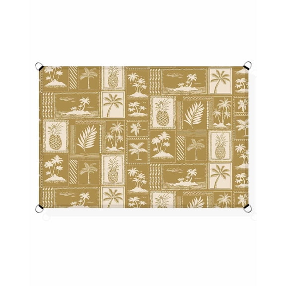 Vintage Tropical Sun Shade Sail 12'X16' Pineapple Palm Tree Summer Vacation Beige UV Block Outdoor Sail Shades Breathable Waterproof Rectangular Sunshade for Patio Garden Pool Pergola Porch