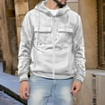 thumbnail image 4 of Momasggi Tactical Hoodies for Men Full Zip Long Sleeve Hooded Sweatshirt Causal Workout Cargo Hoodie Sport Outdoor Winter Jacket with Pockets White 2XL, 4 of 5