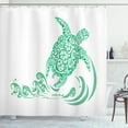 thumbnail image 1 of Ambesonne Turtle Shower Curtain, Plumeria Flowers Pattern, 69"Wx84"L, White and Sea Green, 1 of 3