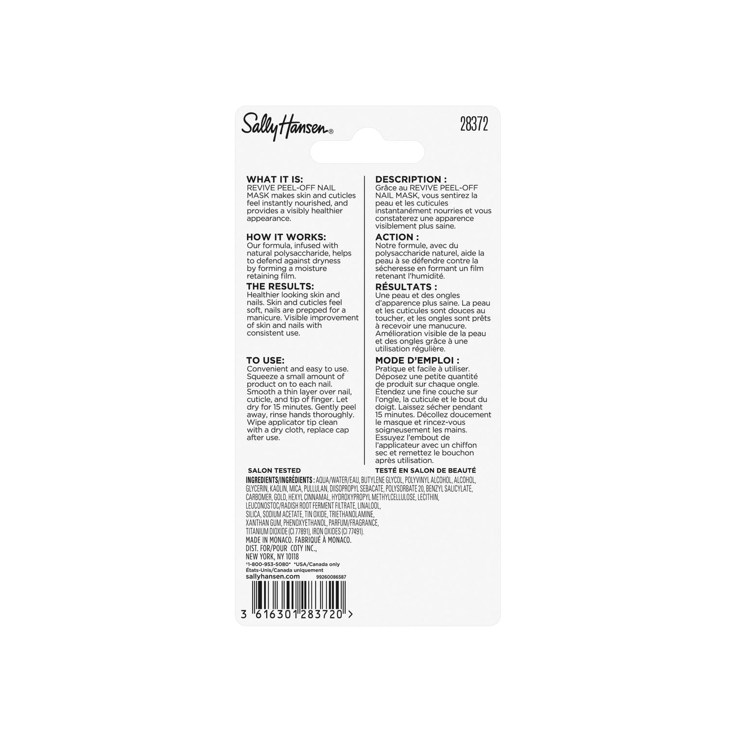 Sally Hansen Revive Peel Off Nail Mask, infused with natural polysaccharide, defend against dryness by forming a moisture retaining film