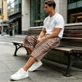 thumbnail image 6 of Hearthz Cargo Shorts for Men Wide Leg Men's Capri Pants Lightweight Gym Basketball Casual 3/4 Capri Shorts Gingham Plaid Men's Cargo Pants, 6 of 8