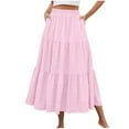 thumbnail image 2 of Sevevn Women Solid Color Casual Long Skirt With High Waist And Flowing Long Skirt With Pockets And Half Skirt, 2 of 8