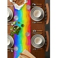 thumbnail image 3 of Table Runner 70 Inches Long for Kitchen Dining, Rainbow Oil Painting Dresser Scarf Farmhouse, Dining Table Decorations for Wedding/Parties, Watercolor Colorful Abstract Art 13 x 70 In, 3 of 9