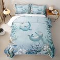 thumbnail image 2 of Erosebridal Watercolor Sea Otter Quilt King for Boys Girls, Blue Kawaii Sealife King Coverlet Set, 3 Pieces, 2 of 7