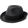 thumbnail image 1 of Fedora Straw Sun Hat for Men Women Foldable Roll Up Short Brim Trilby Hat Panama Beach Hat UPF 80+, 1 of 5