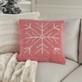 thumbnail image 3 of Mina Victory Holiday Pillows Loop Snowflake 20" x 20" Pink Ivory Indoor Throw Pillow, 3 of 4