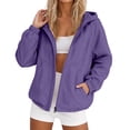 thumbnail image 3 of Zip Up Rain Jacket Women Lightweight Waterproof Hooded Jacket Casual Windbreaker Outdoor Raincoat, XL, 3 of 7