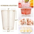 thumbnail image 3 of Vasos de plástico dorados, vasos de poliestireno transparente con purpurina de 10 oz para bodas, cumpleaños, salud y duraderos, reciclables y fáciles de limpiar (50 piezas), 3 of 7