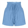 thumbnail image 2 of Pantalones Cortos de para Mujer, de Cintura Alta, con Pierna , Cómodos y Elásticos para Playa y Verano. Azul XXL, 2 of 6