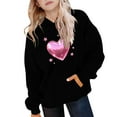 thumbnail image 4 of Girls Valentine Hoodie with Metallic Heart Graphic, Kids Pullover Hoodie Soft Stretchy for Girls 3-14 Years, Black,Size 3-4 T, 4 of 5