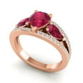 thumbnail image 2 of 2.00 Carat Stylish Pear Cut Red Ruby Gemstone & Natural Diamond 3-Stone Anniversary Ring for her Solid 14K Rose Gold Size 4 by Diamond-Capitals, 2 of 8