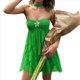 thumbnail image 1 of Vestido Mini Ajustado con Volantes, Estampado, Sin Mangas y Espalda Descubierta para Mujer. Verde M, 1 of 10