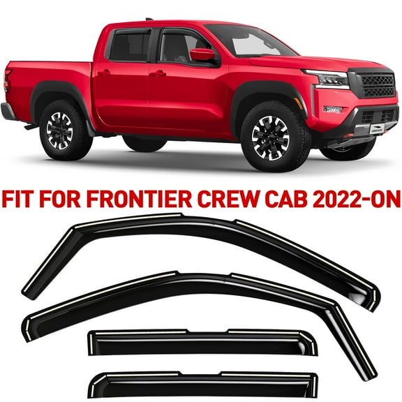 Voron Glass In-Channel Extra Durable Rain Guards for Nissan Frontier 2022-2026 Crew Cab, Window Deflectors, Vent Window Visors, 4 Pieces - 200457