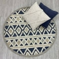 thumbnail image 3 of Ox Bay Talia 4' Round Cream/Blue Diamond Striped Wool Indoor Area Rug, 3 of 8